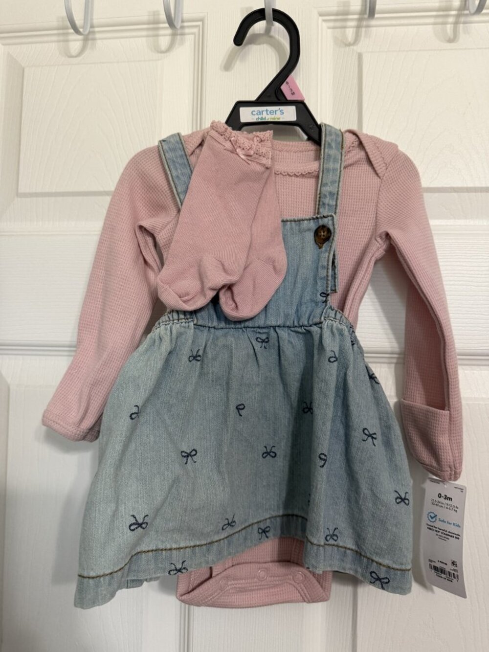 Carter's Child of Mine Baby Girl Denim Overall Dress & Bodysuit Set 0-3M